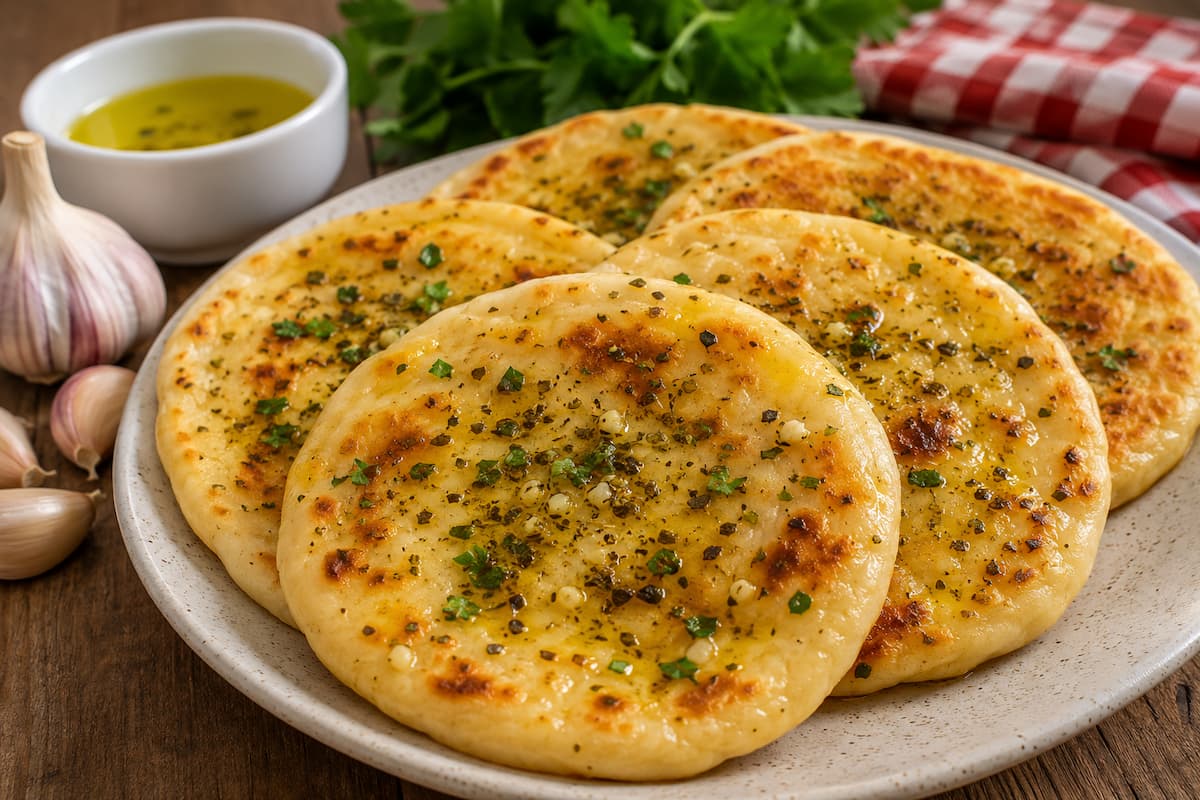 Prepare um delicioso pão de alho e azeite na frigideira em apenas 5 minutos.
