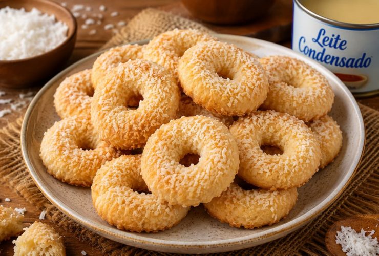 Rosquinha de coco caseira com leite condensado