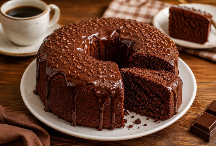 Bolo de chocolate fofinho e super rápido para o café da tarde.