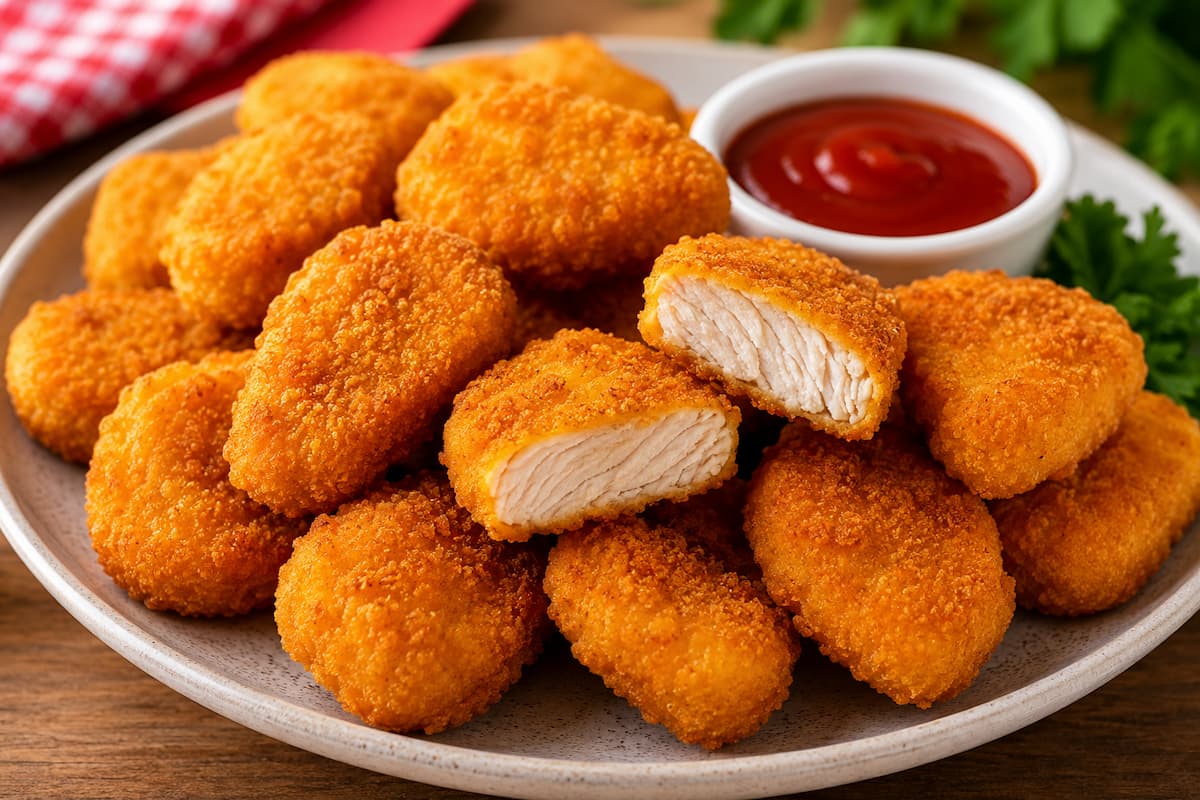 Nuggets de frango caseiro bem temperado
