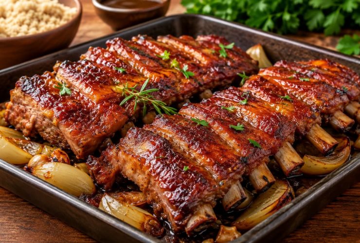 Prepare uma costelinha de porco assada bem suculenta e douradinha