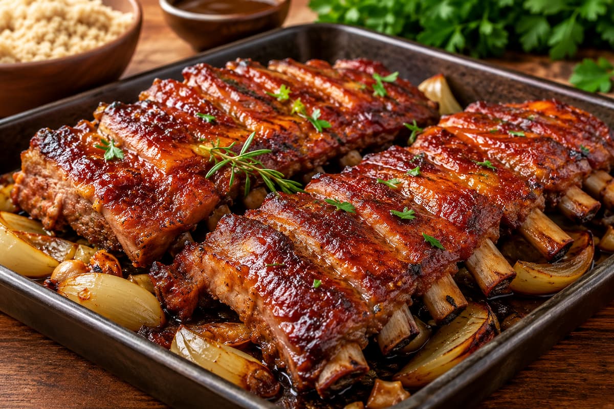 Prepare uma costelinha de porco assada bem suculenta e douradinha