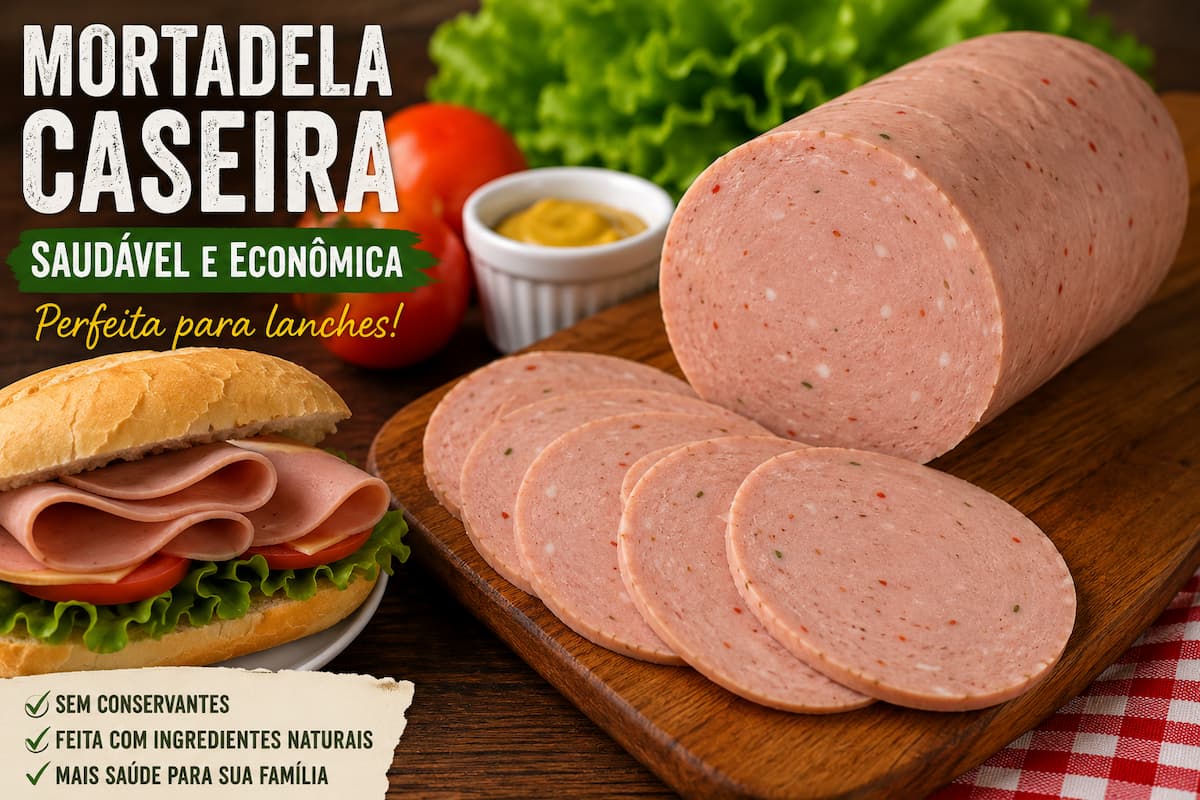 Mortadela caseira saudável, econômica e muito saborosa