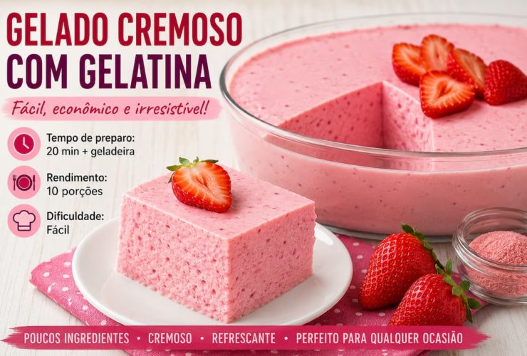 Gelado Cremoso com Gelatina Fácil e Econômico