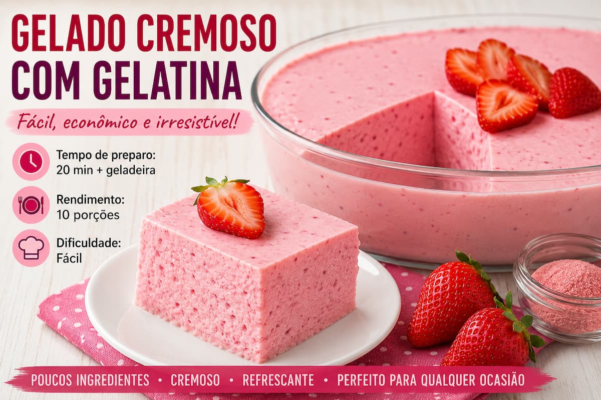 Gelado Cremoso com Gelatina Fácil e Econômico