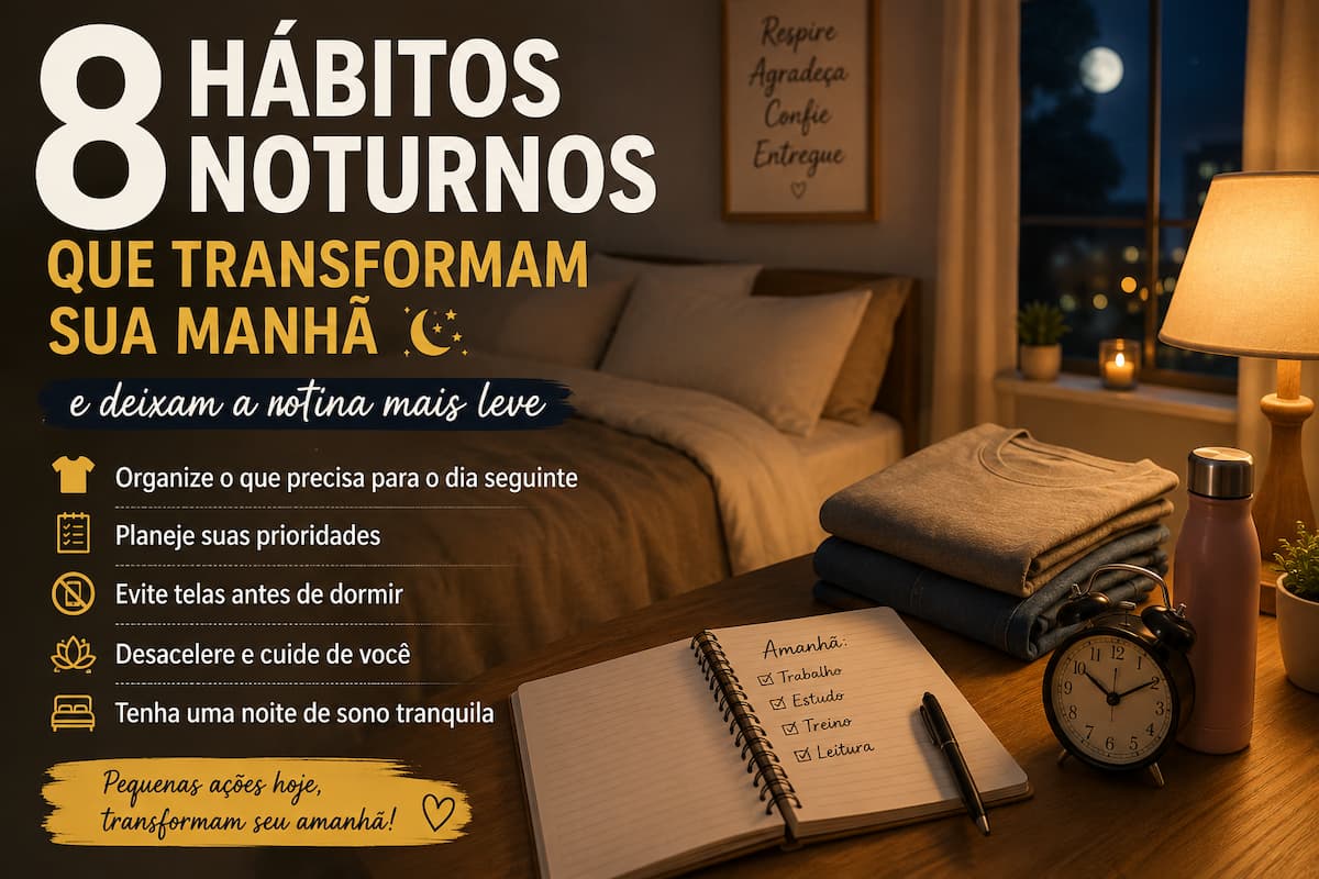 hábitos noturnos simples que ajudam a organizar sua rotina