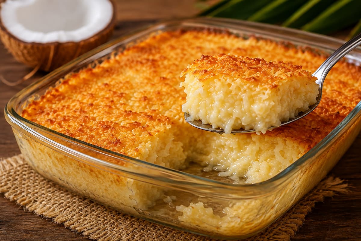 Cocada de forno na travessa cremosa