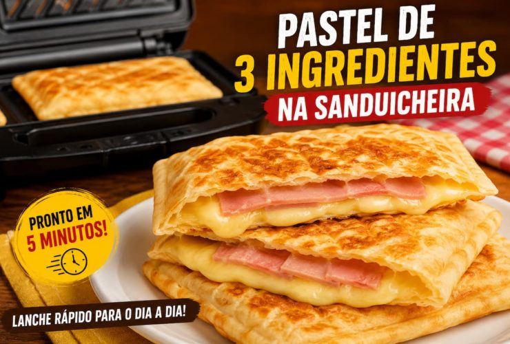 Pastel de 3 ingredientes na sanduicheira, pronto em apenas 5 minutos!