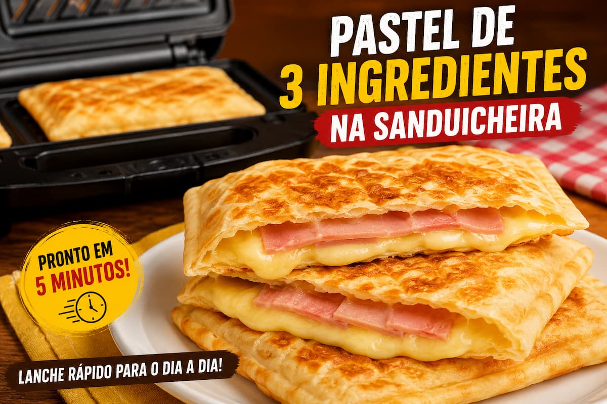 Pastel de 3 ingredientes na sanduicheira, pronto em apenas 5 minutos!