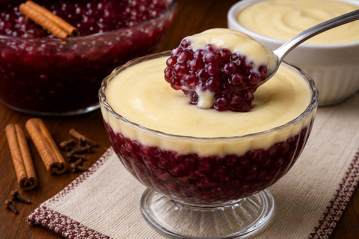 Sagu de Vinho com Creme Branco Especial