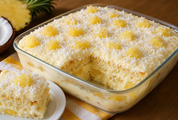 Aprenda a preparar um delicioso bolo cremoso de abacaxi com coco