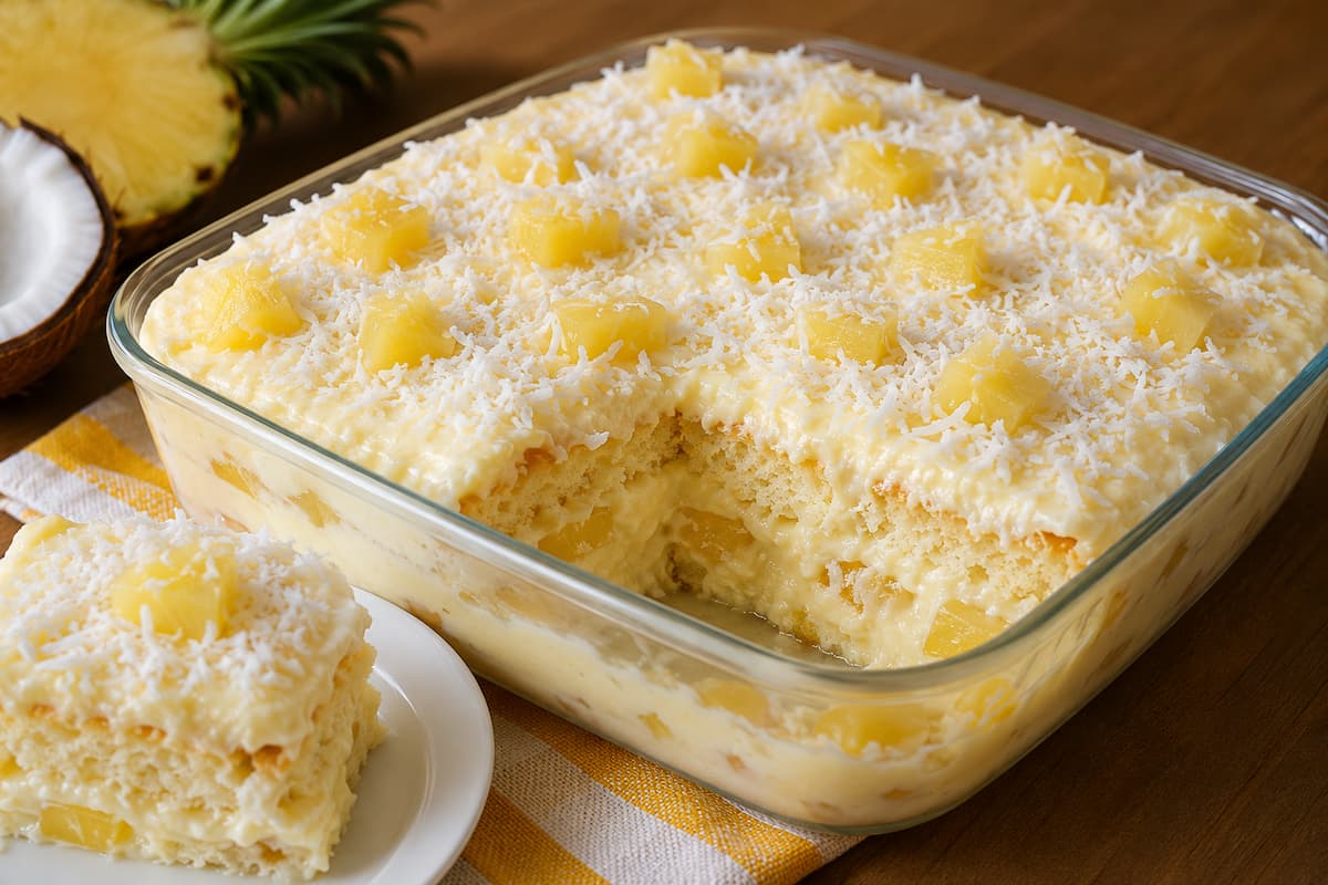 Aprenda a preparar um delicioso bolo cremoso de abacaxi com coco