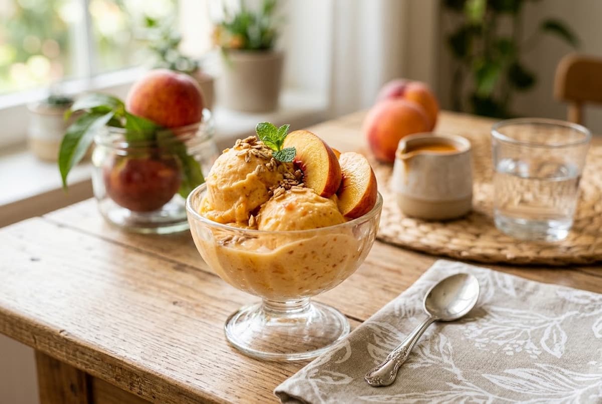 Gelado de Pêssego Fácil e Refrescante