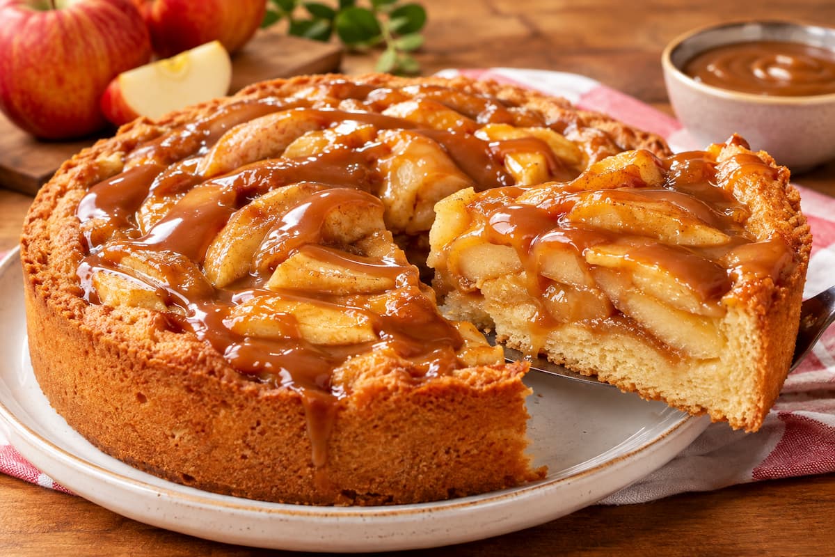 Torta de Maçã com Caramelo Cremoso Fácil