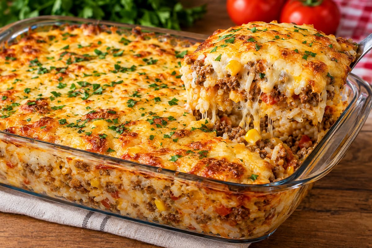 Arroz de Forno Cremoso com Carne Moída