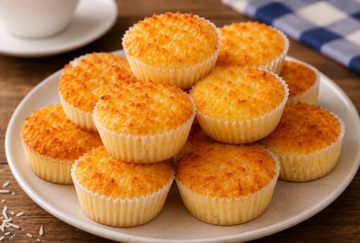 Queijadinha de padaria cremosa e fácil, feita com coco e queijo