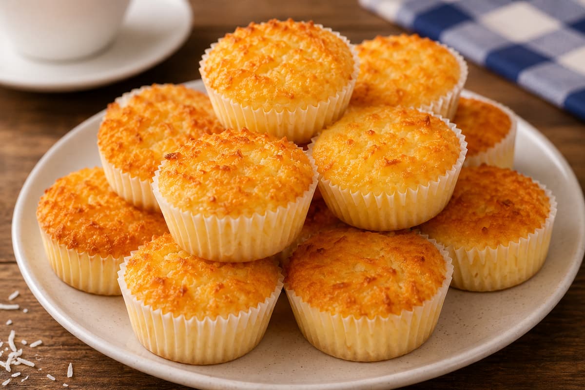 Queijadinha de padaria cremosa e fácil, feita com coco e queijo