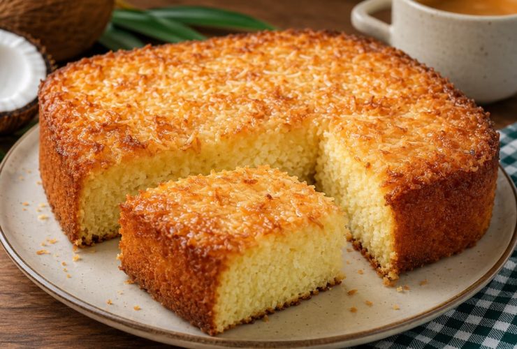 Bolo de coco tipo pão doce feito no liquidificador, fofinho e delicioso