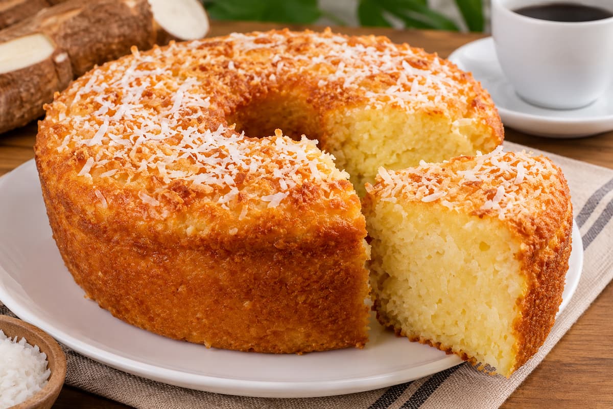Bolo de Mandioca com Coco Sem Trigo e Fácil