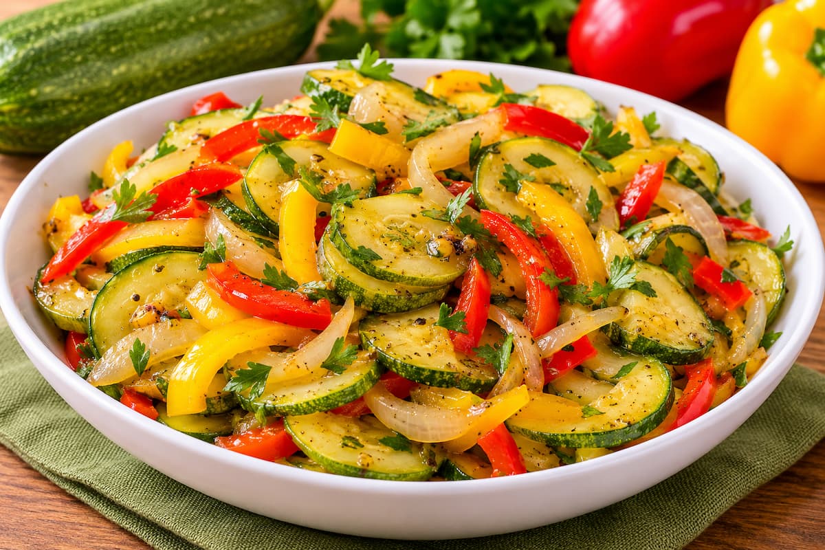 Salada de abobrinha de restaurante fácil e saborosa