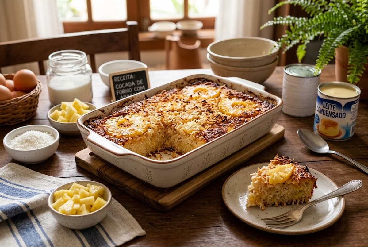 Cocada de Forno com Abacaxi Cremosa e Fácil