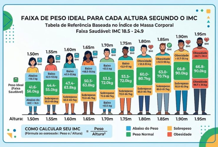 Faixa de Peso Ideal para Cada Altura Segundo o IMC