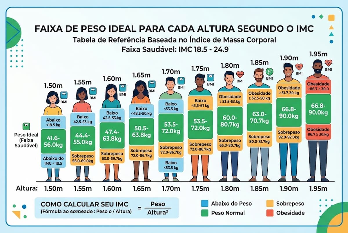 Faixa de Peso Ideal para Cada Altura Segundo o IMC
